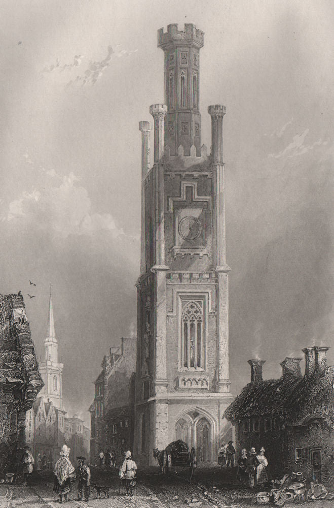 Wallace Tower, Ayr. Scotland. BARTLETT c1840 old antique vintage print picture